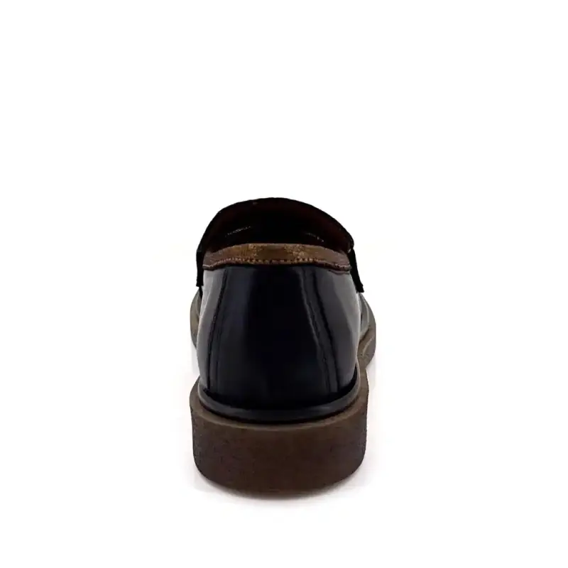 Nemonic 2549 Schwarze und bronzefarbene Lederslipper Ivoire Chaussures