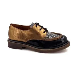 Nemonic 2540 Derbies Cuir Bronze & Noir - %shop-name%