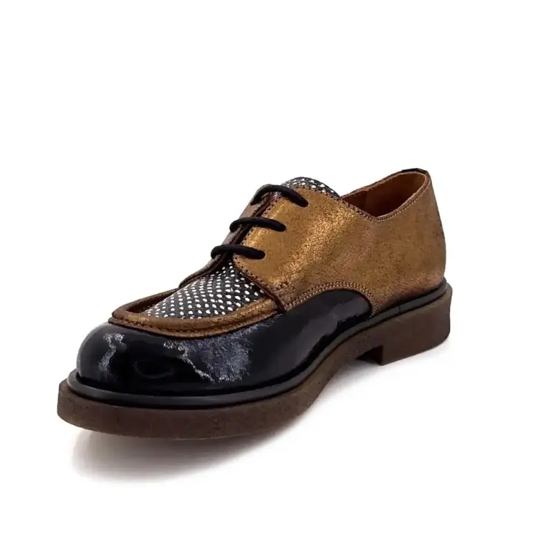 Derbies Nemonic 2540 Cuir Bronze & Noir Ivoire Chaussures