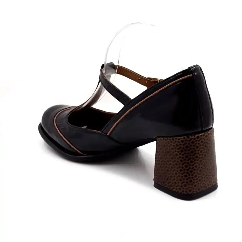 Nemonic 2053 Sort & Brun Laklæder Slalomer med Hæle Ivoire Chaussures