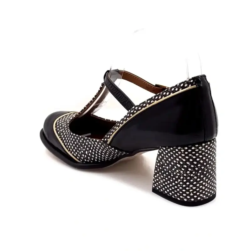 Nemonic 2053 Zwarte lakleren Mary Janes met hak - Wit Gewicht Ivoire Chaussures