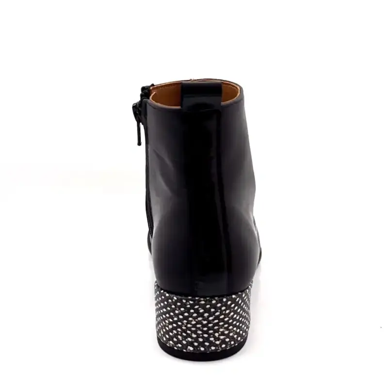 Bottines à Talons Nemonic 2174 Cuir Noir Ivoire Chaussures