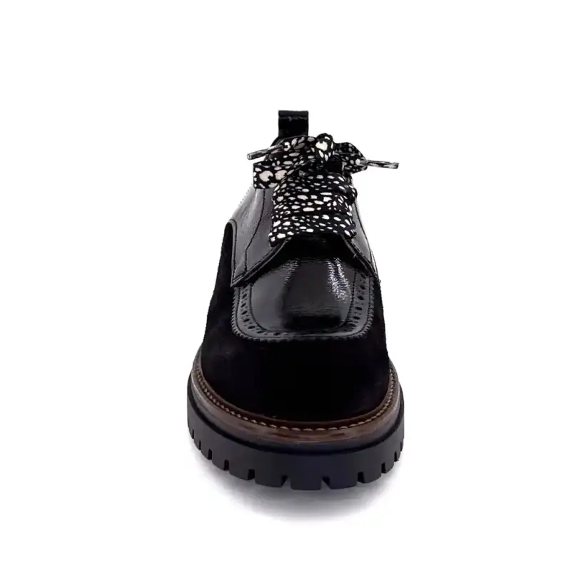 Derbies MKD Dorvalo Combi 1 Cuir Vernis & Daim Noir Ivoire Chaussures
