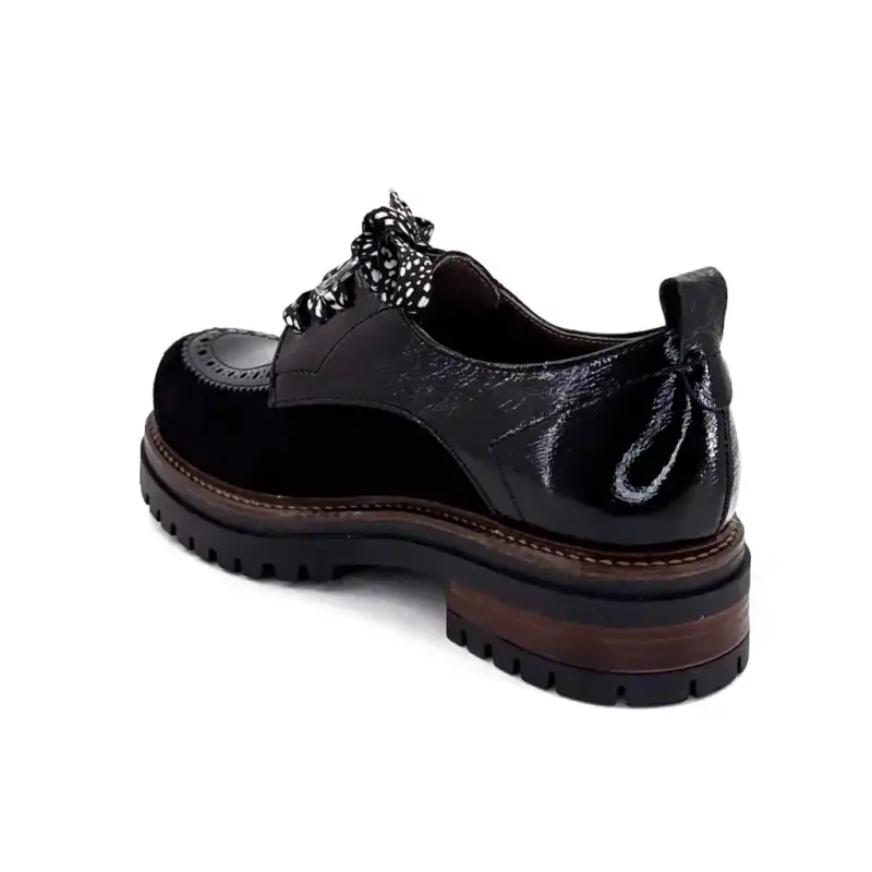 Derbies MKD Dorvalo Combi 1 Cuir Vernis & Daim Noir Ivoire Chaussures