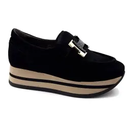Mocasini sport Softwaves 7.78.141/001 negri din piele întoarsă și piele de mânz %price%