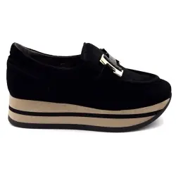 Mokasyny sportowe Softwaves Platform 7.78.141/001 zamszowe i ze skóry cielęcej w kolorze czarnym %price%