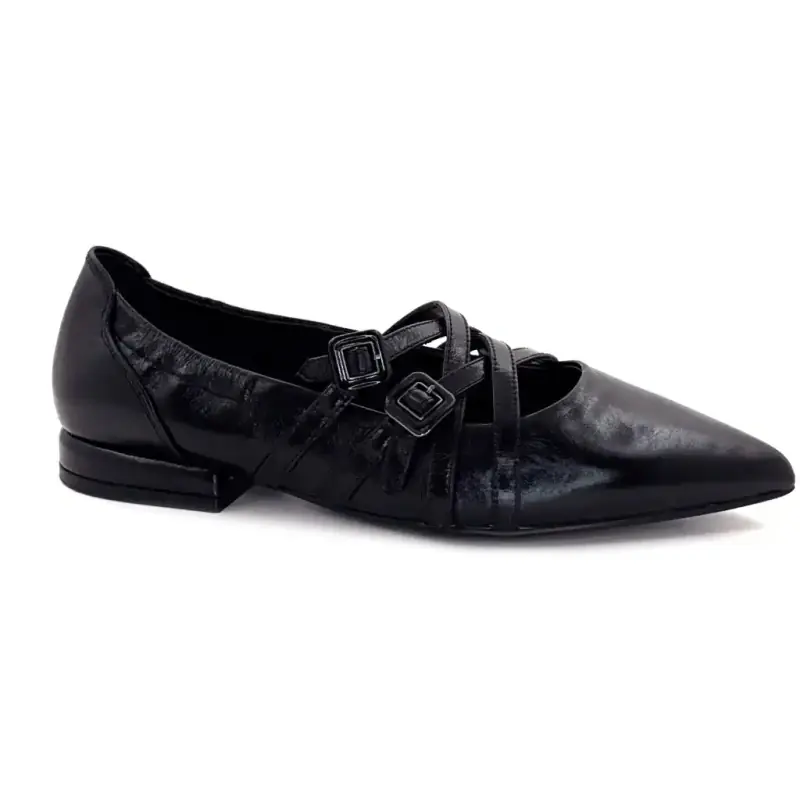 Regarde Le Ciel - Couro Preto Ivoire Chaussures