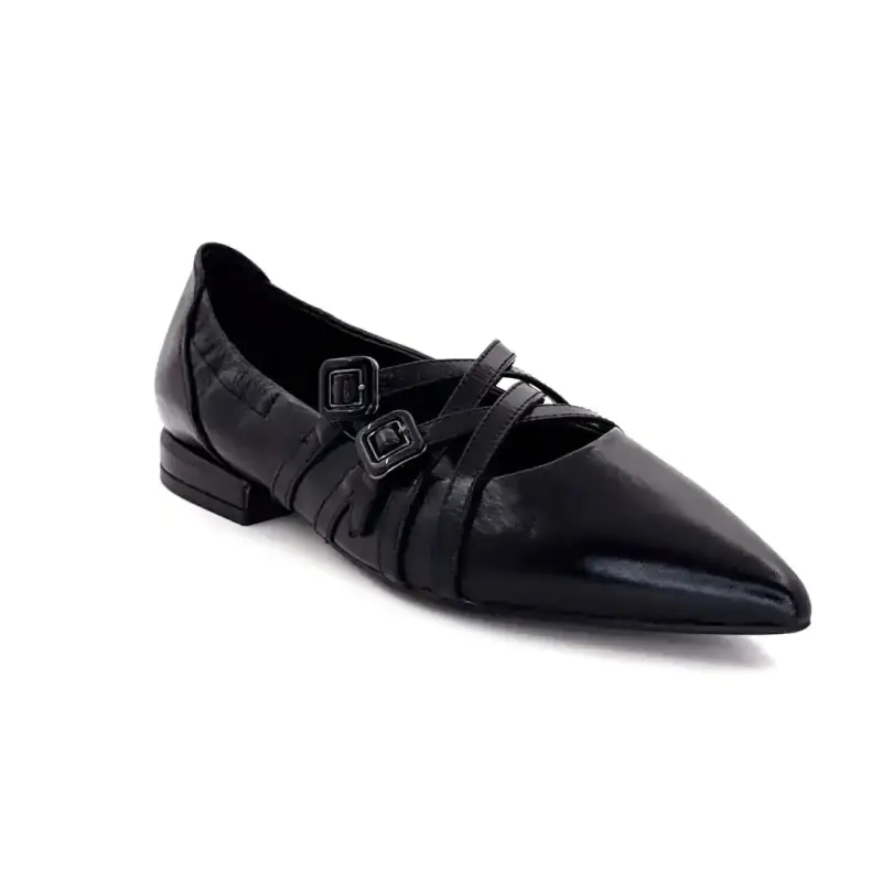 Ballerines Regarde Le Ciel Kaory02 Cuir Noir Ivoire Chaussures