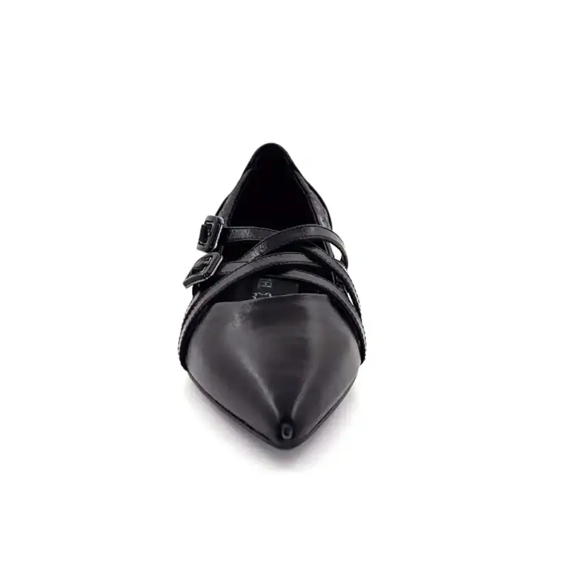 Ballerines Regarde Le Ciel Kaory02 Cuir Noir Ivoire Chaussures