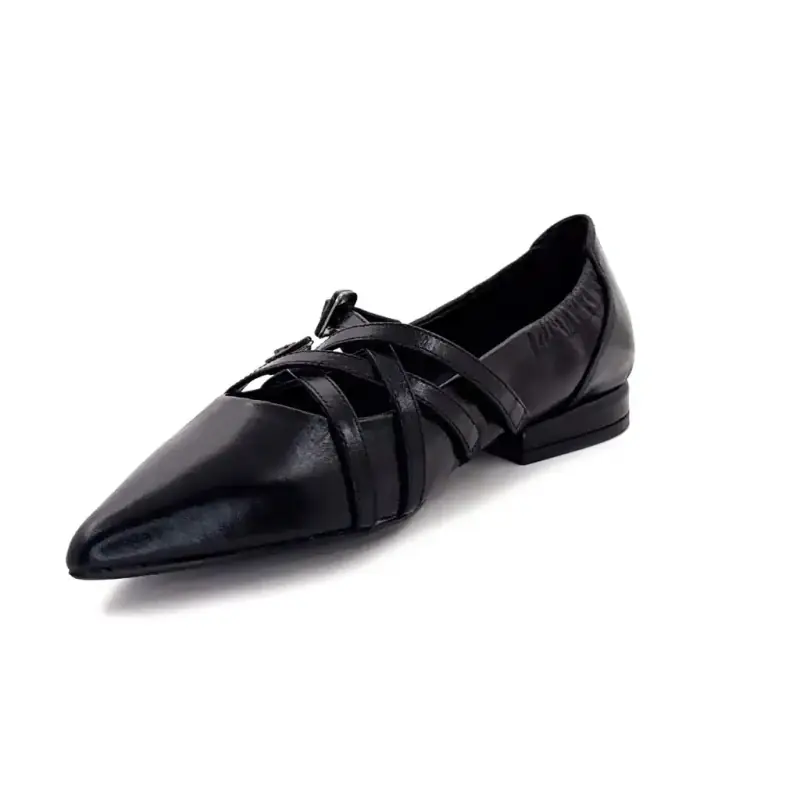 Regarde Le Ciel - Couro Preto Ivoire Chaussures