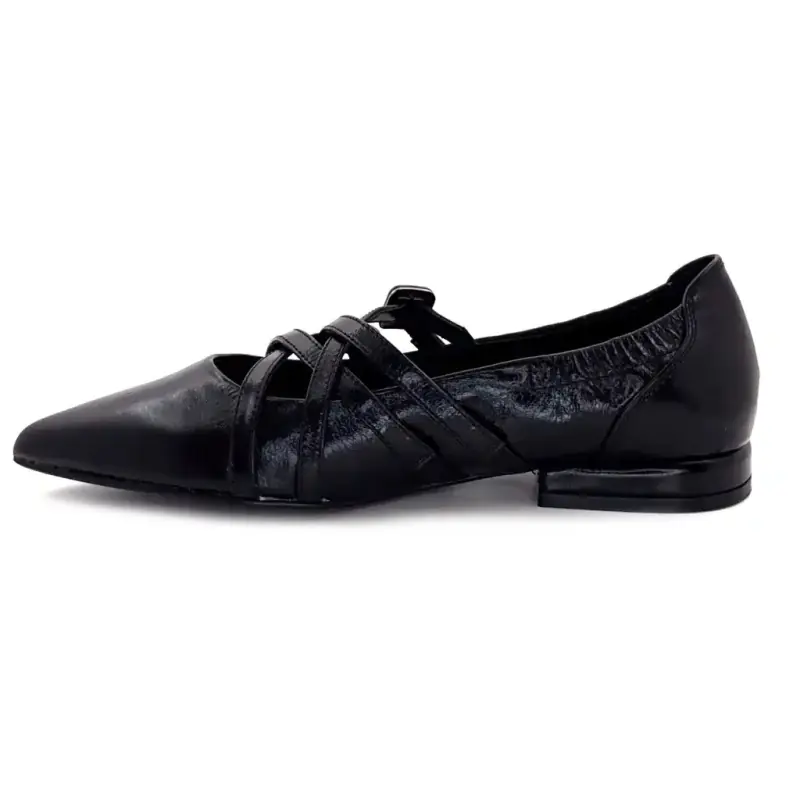 Ballerines Regarde Le Ciel Kaory02 Cuir Noir Ivoire Chaussures