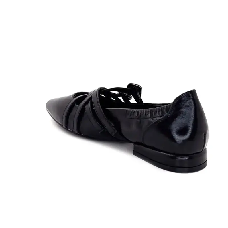 Ballerines Regarde Le Ciel Kaory02 Cuir Noir Ivoire Chaussures