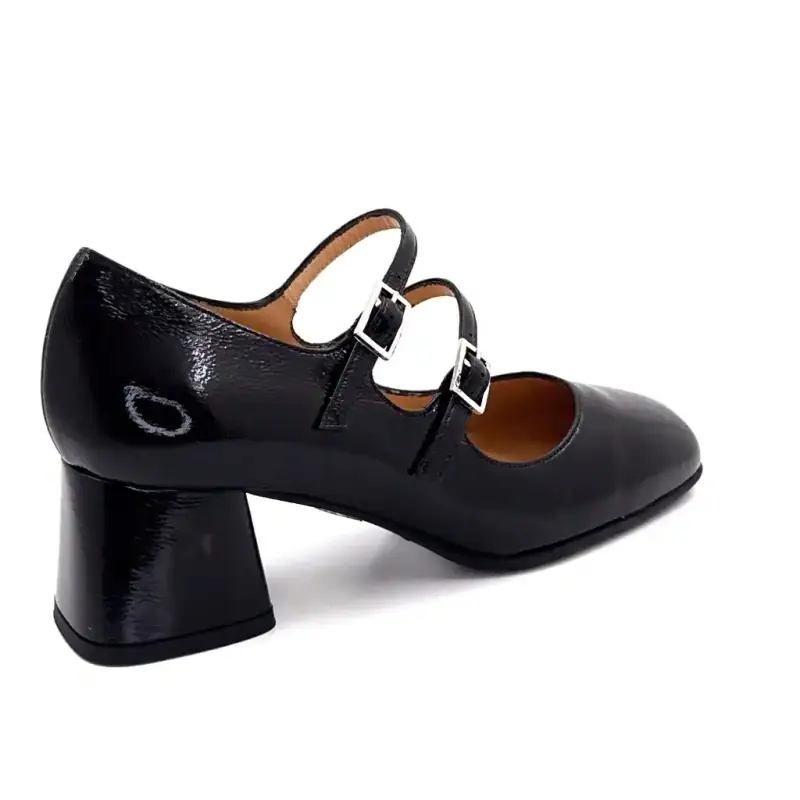 Ivoire High Heels CH1007 Schwarzes Lackleder Ivoire Chaussures
