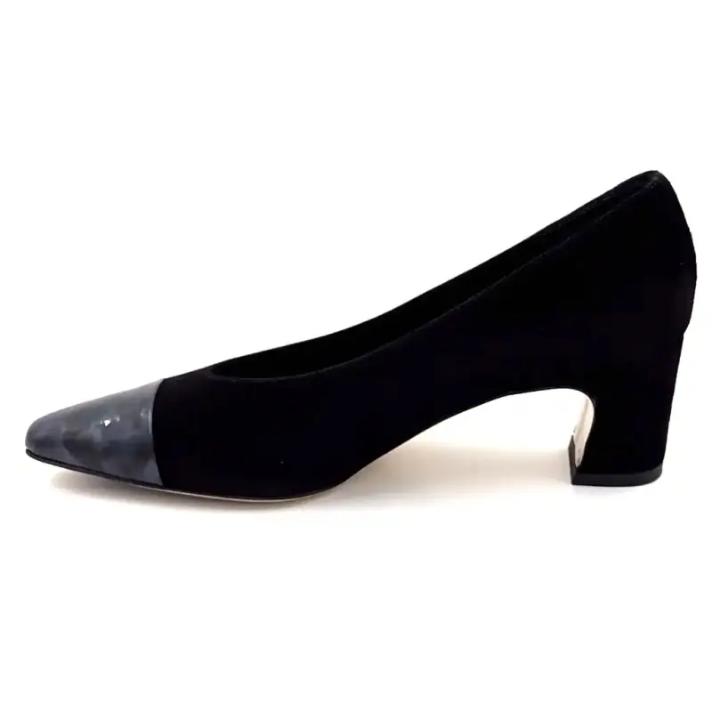 Escarpins Ivoire 56516 Daim Noir Vernis Noir Gris Ivoire Chaussures