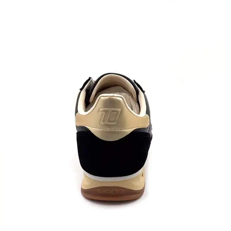 Baskets Back 70 Jogger N01 Cuir & Daim Noir & Doré Ivoire Chaussures