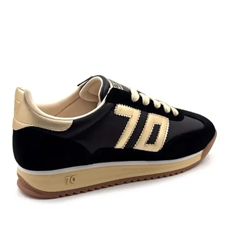 Baskets Back 70 Jogger N01 Cuir & Daim Noir & Doré Ivoire Chaussures