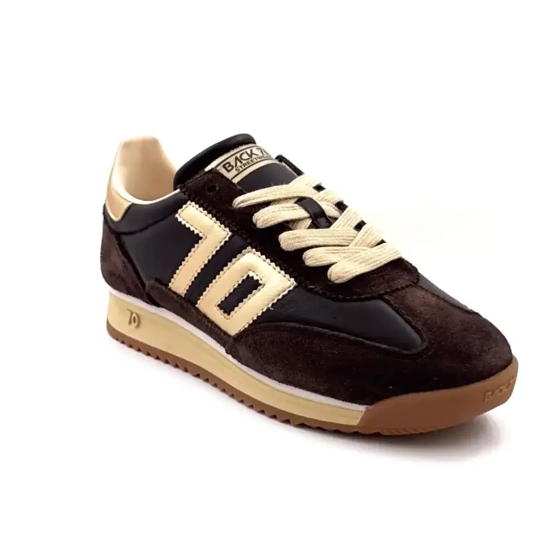 Back 70 Jogger N02 Sneakers, Brunt & Guld Läder & Mocka Ivoire Chaussures