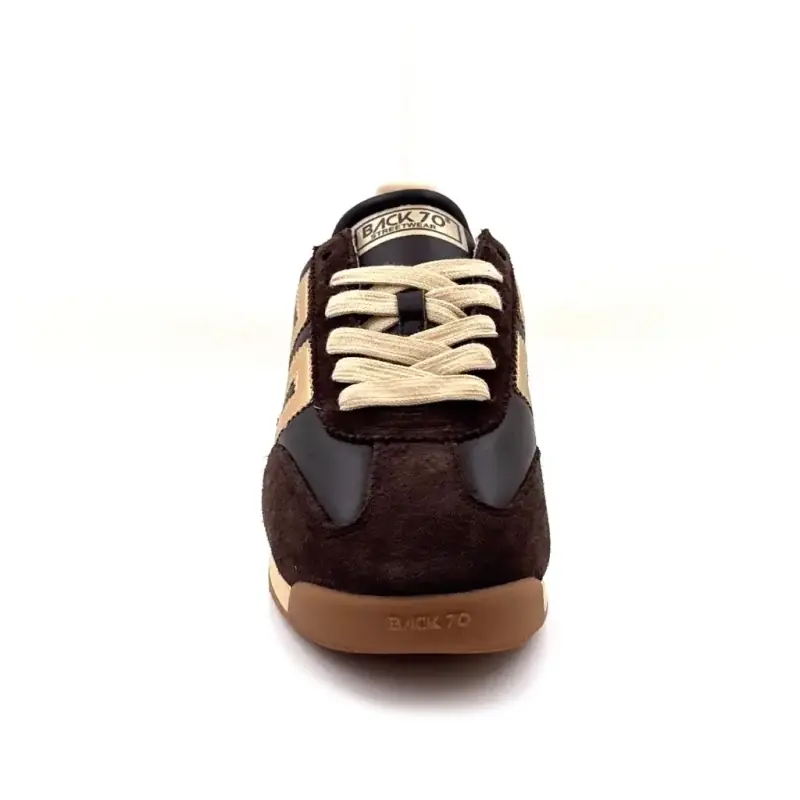 Baskets Back 70 Jogger N02 Cuir & Daim Marron & Doré Ivoire Chaussures