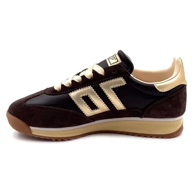 Baskets Back 70 Jogger N02 Cuir & Daim Marron & Doré Ivoire Chaussures