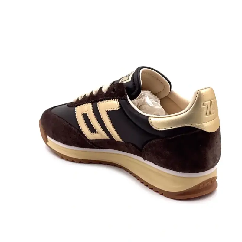 Baskets Back 70 Jogger N02 Cuir & Daim Marron & Doré Ivoire Chaussures