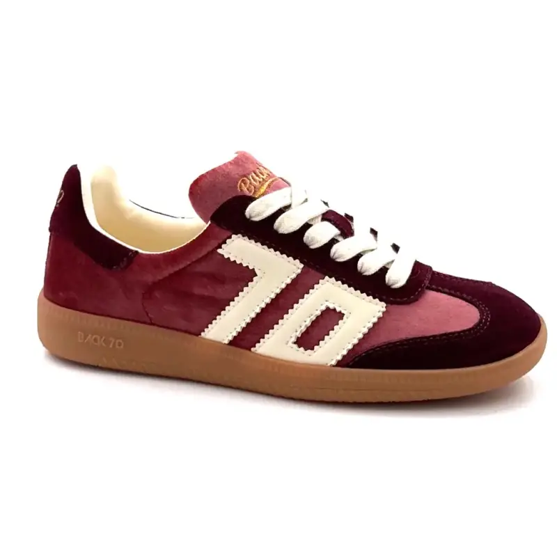 Tênis Back 70 Cloud em camurça e veludo bordô Ivoire Chaussures