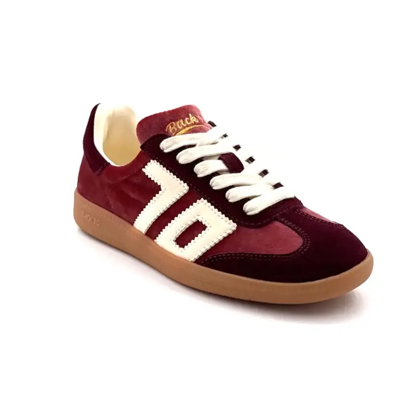 Tênis Back 70 Cloud em camurça e veludo bordô Ivoire Chaussures