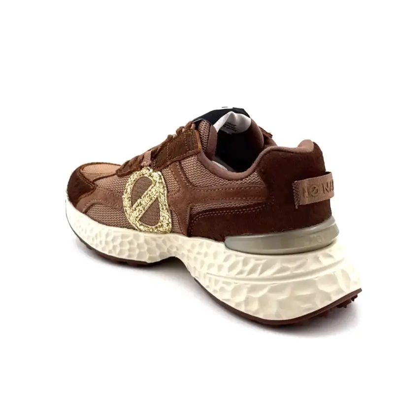 Baskets No Name Carter 2.0 Runner Daim & Poulain Marron Glitter Doré Ivoire Chaussures