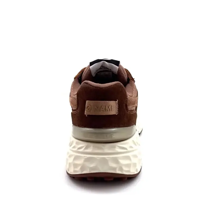 Buty sportowe No Name Carter 2.0 Runner z brązowego zamszu i skóry źrebięcej ze złotym brokatem Ivoire Chaussures