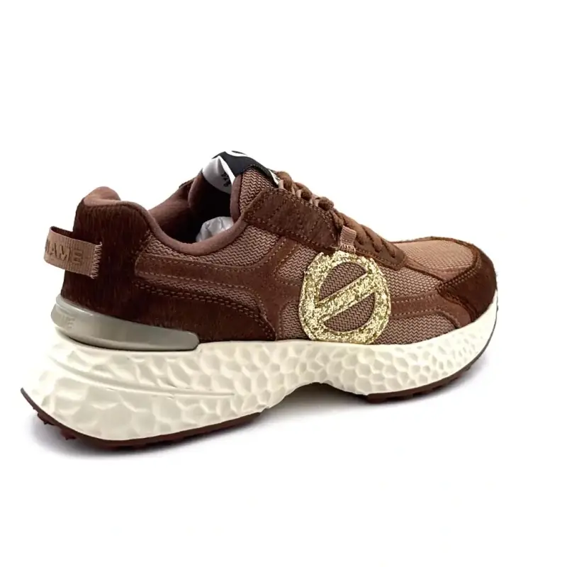 Baskets No Name Carter 2.0 Runner Daim & Poulain Marron Glitter Doré Ivoire Chaussures