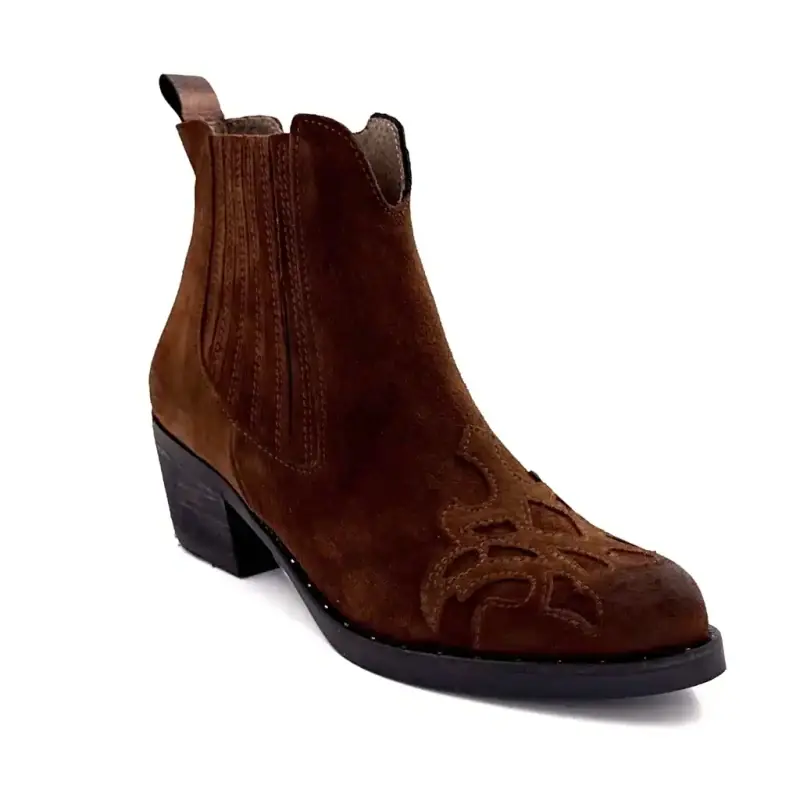 Botas estilo western MKD Ella em camurça marrom Ivoire Chaussures