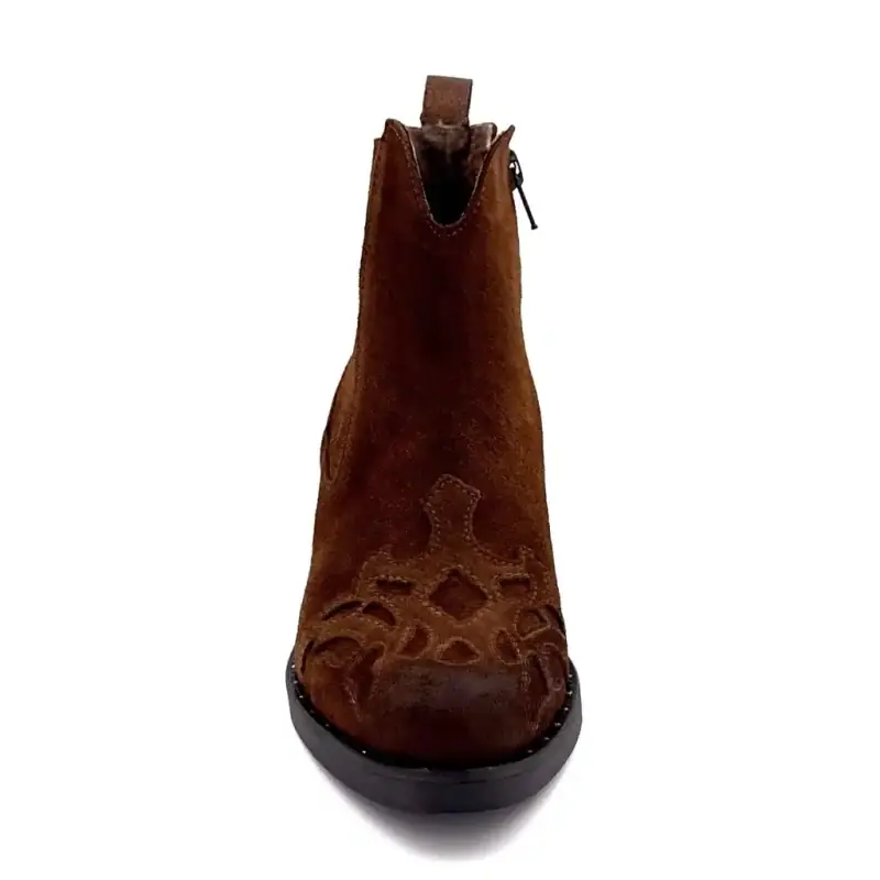 Botas vaqueras de ante marrón MKD Ella Ivoire Chaussures
