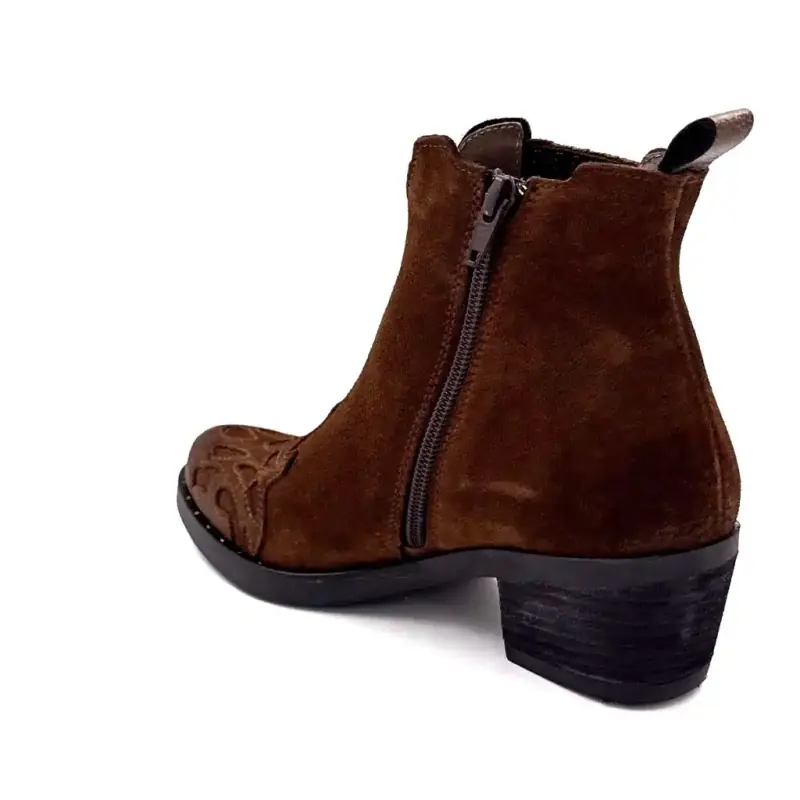 MKD Ella bruna westernstövlar i mocka Ivoire Chaussures