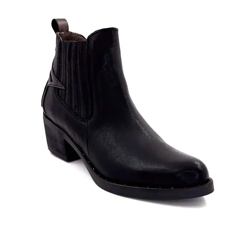MKD Emily Cowboy-Stiefel aus schwarzem Leder Ivoire Chaussures
