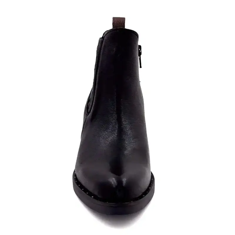 MKD Emily Cowboy-Stiefel aus schwarzem Leder Ivoire Chaussures