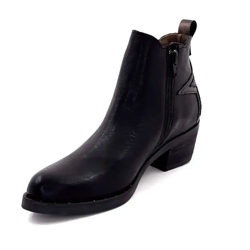 MKD Emily sorte læder cowboystøvler Ivoire Chaussures