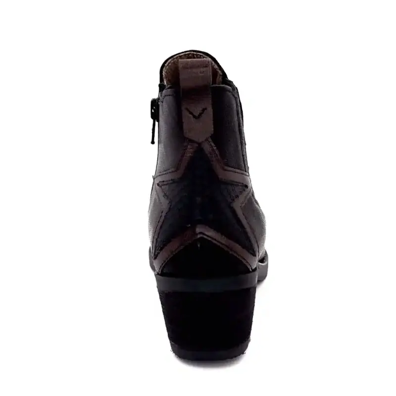 Botas de cowboy de couro preto Emily MKD Ivoire Chaussures