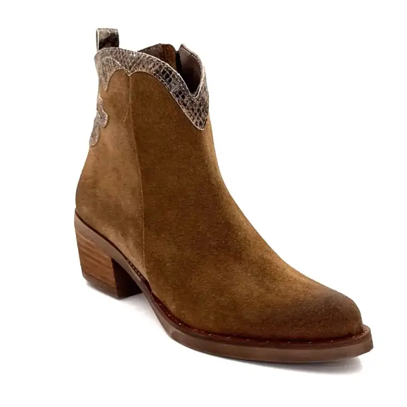 Botas estilo western MKD Envie em camurça cor avelã Ivoire Chaussures