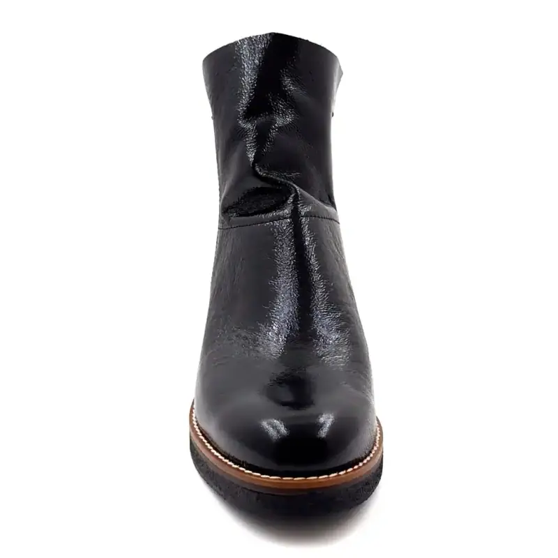 MKD Zimtschwarze Lackleder-Ankle-Boots Ivoire Chaussures