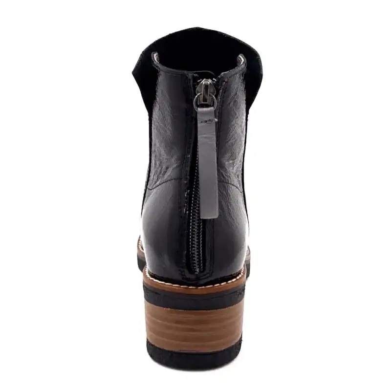 Botas de cano curto MKD em verniz preto canela Ivoire Chaussures