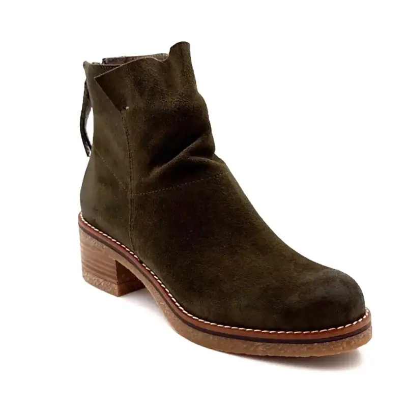 MKD Kanel Semsket Kaki Hæl Ankelstøvletter Ivoire Chaussures