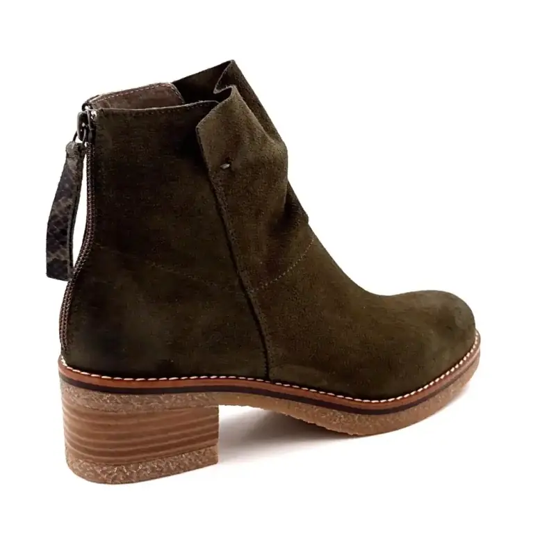 MKD Kanel Semsket Kaki Hæl Ankelstøvletter Ivoire Chaussures