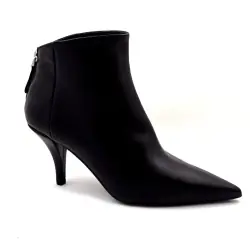 Chantal 3342 Zwarte leren enkellaarsjes met hak %price%