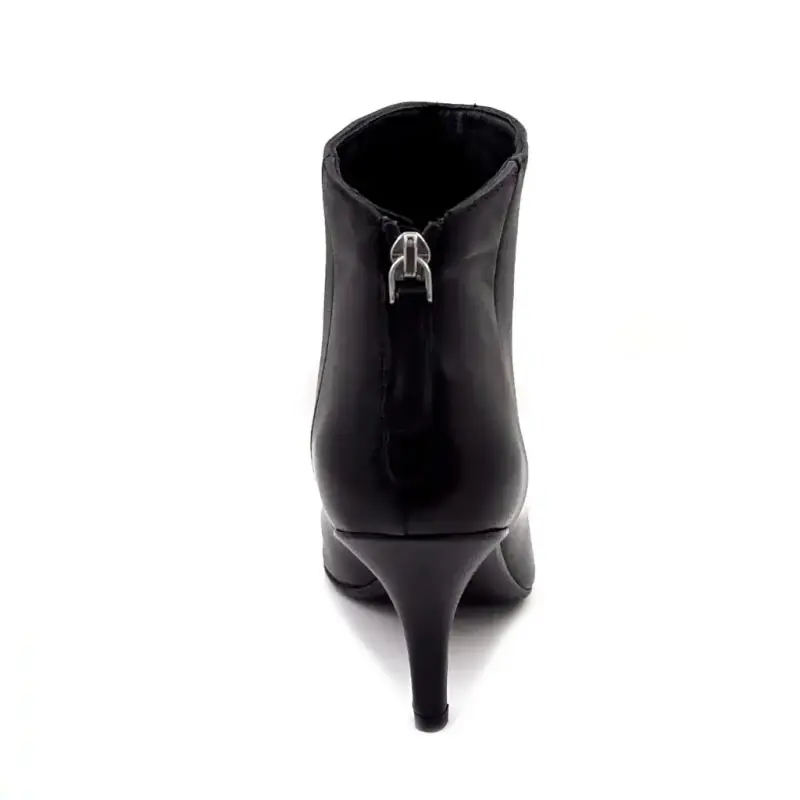 Chantal 3342 Schwarze Leder-Ankle-Boots mit Absatz Ivoire Chaussures