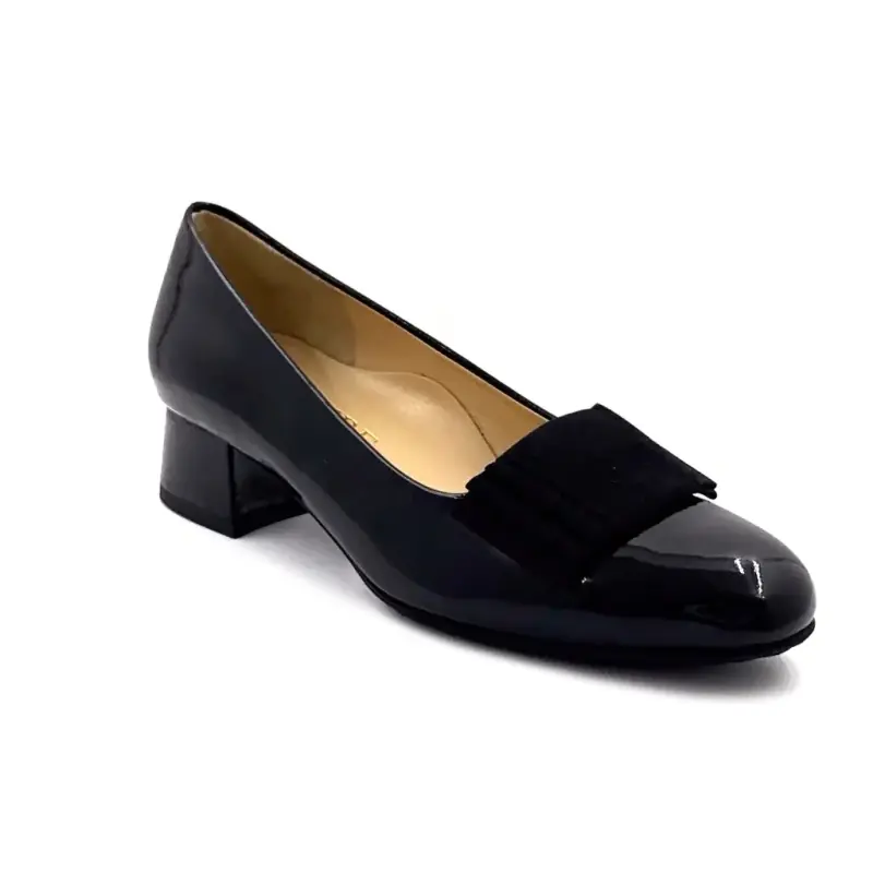 Balerini cu toc Brunate S3-C 32066 din piele neagră Ivoire Chaussures