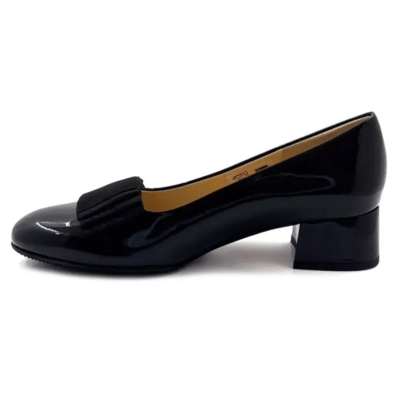 Balerini cu toc Brunate S3-C 32066 din piele neagră Ivoire Chaussures