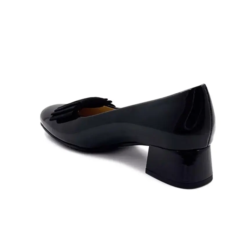 Brunate S3-C 32066 Schwarze Lackleder-Ballerinas mit Absatz Ivoire Chaussures