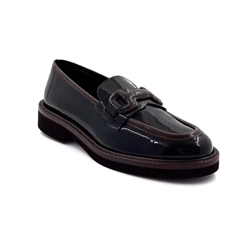 Ivoire Loafers L592M 43595 Svart & Brunt Lackläder Ivoire Chaussures
