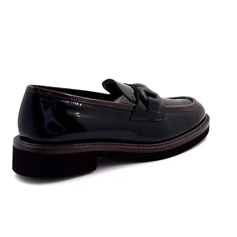 Mokasyny Ivoire L592M 43595, czarno-brązowe, lakierowane Ivoire Chaussures