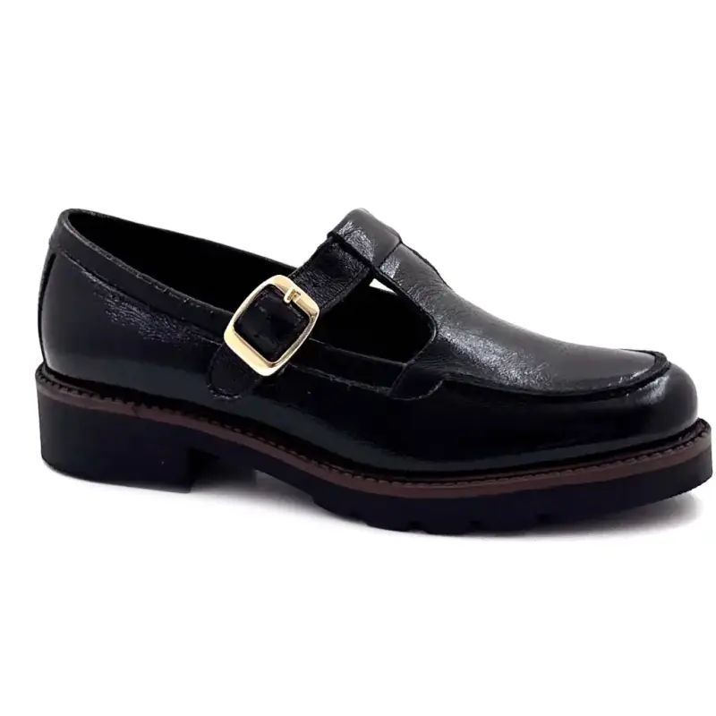 Ivoire moccasin co 11344a Sort lædernaplack Salome Ivoire Chaussures