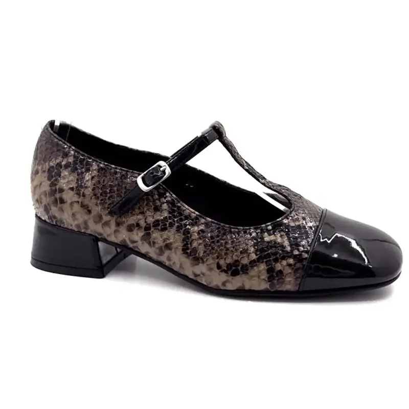 Ivoire Salomé-Ballerinas 38436-c1 Taupefarbenes Leder mit Reptilienmuster Ivoire Chaussures